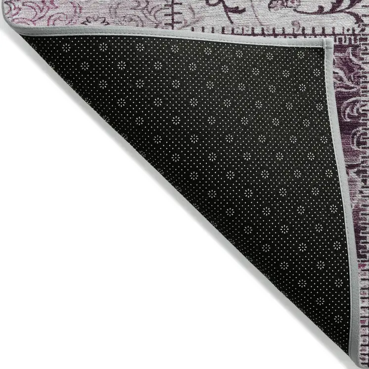 8' Runner Mountbatten Pink Patchwork Washable Non Skid Indoor Outdoor Runner Rug