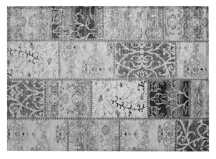 2' X 3' Gray Patchwork Washable Non Skid Indoor Outdoor Area Rug