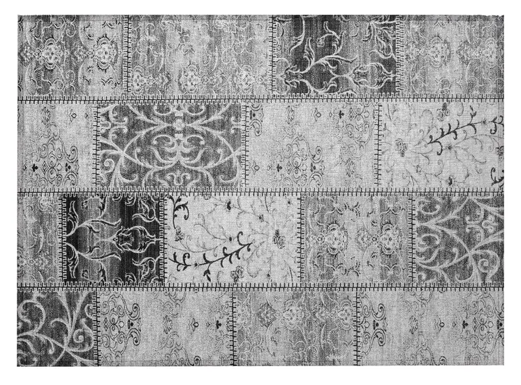 2' X 3' Gray Patchwork Washable Non Skid Indoor Outdoor Area Rug