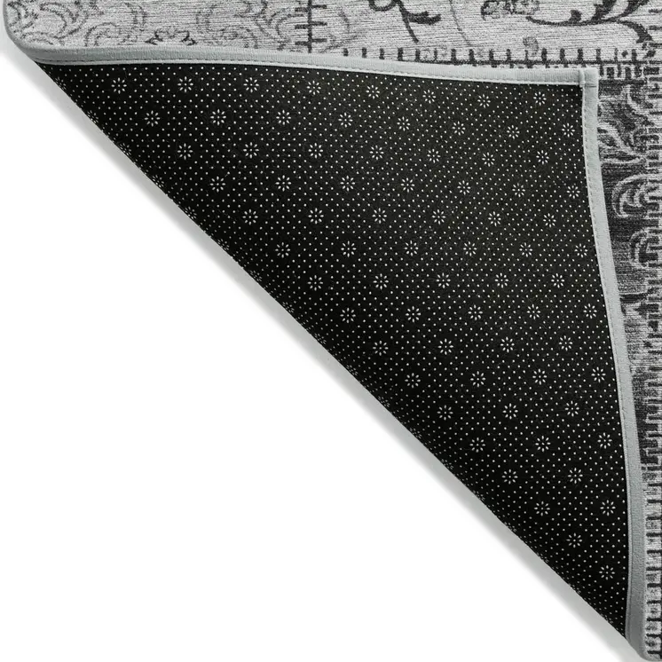 8' X 10' Gray Patchwork Washable Non Skid Indoor Outdoor Area Rug
