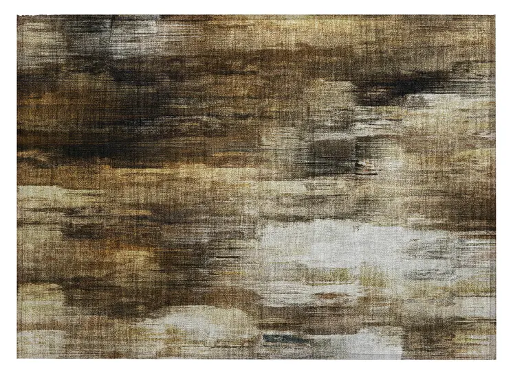 2' X 3' Chocolate Abstract Washable Non Skid Indoor Outdoor Area Rug