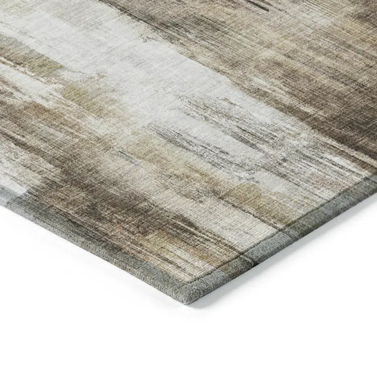 2' X 3' Chocolate Abstract Washable Non Skid Indoor Outdoor Area Rug