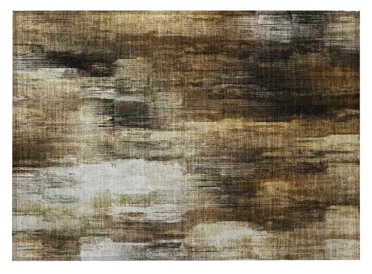 2' X 3' Chocolate Abstract Washable Non Skid Indoor Outdoor Area Rug