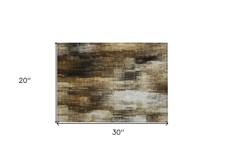 2' X 3' Chocolate Abstract Washable Non Skid Indoor Outdoor Area Rug