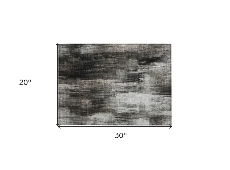 2' X 3' Gray and Black Abstract Washable Non Skid Indoor Outdoor Area Rug
