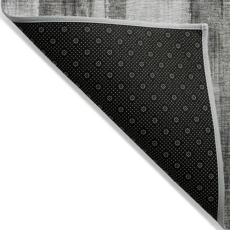 5' X 8' Gray And Black Abstract Washable Indoor Outdoor Area Rug