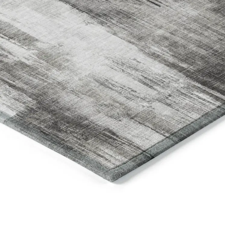 5' X 8' Gray And Black Abstract Washable Indoor Outdoor Area Rug