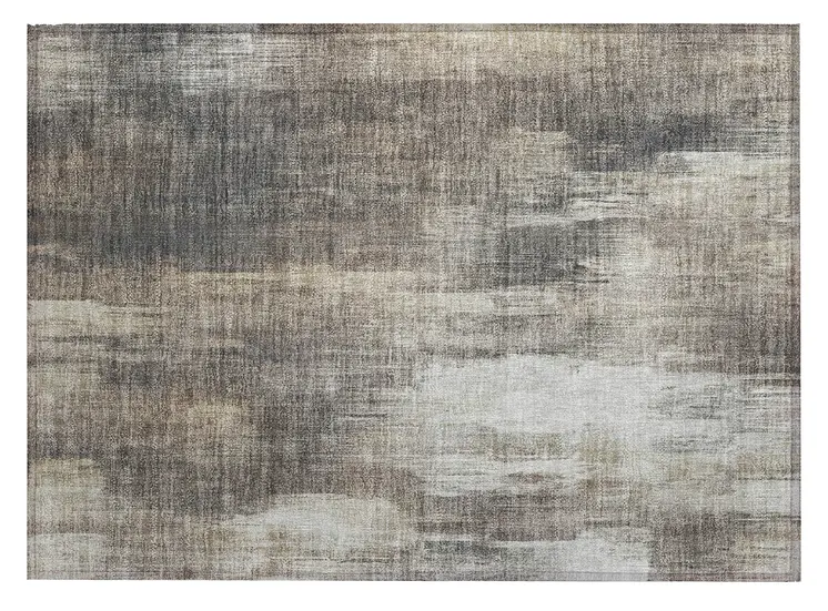 2' X 3' Taupe and Gray Abstract Washable Non Skid Indoor Outdoor Area Rug