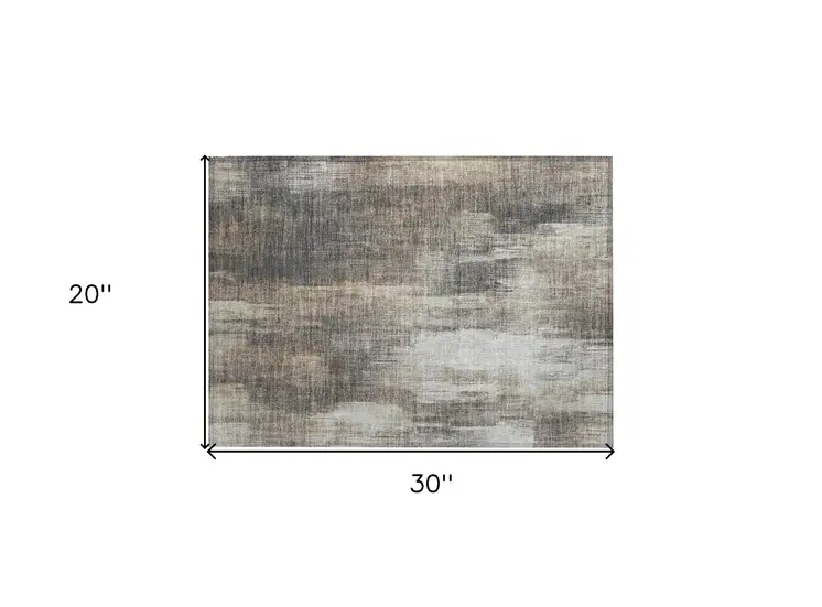 2' X 3' Taupe and Gray Abstract Washable Non Skid Indoor Outdoor Area Rug