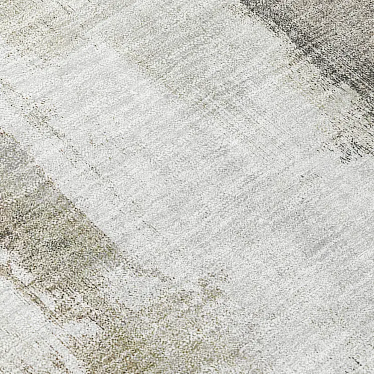 8' Taupe And Gray Abstract Washable Indoor Outdoor Runner Rug