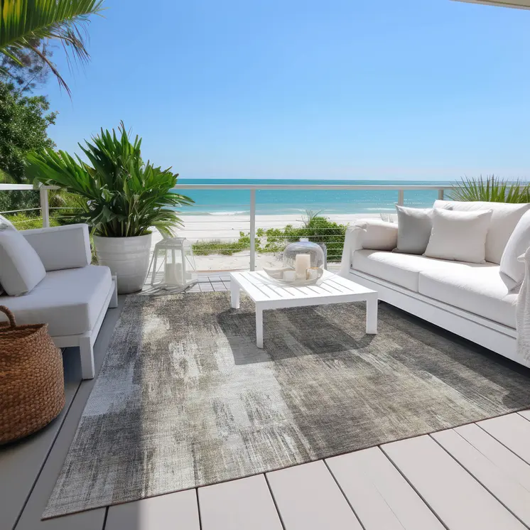 8' X 10' Taupe And Gray Abstract Washable Indoor Outdoor Area Rug