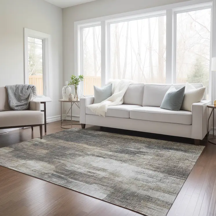 8' X 10' Taupe And Gray Abstract Washable Indoor Outdoor Area Rug