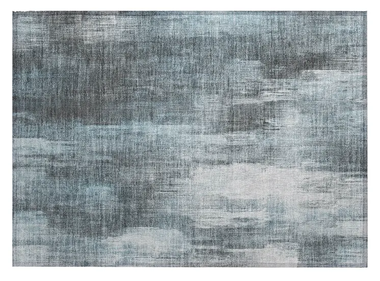 2' X 3' Teal Abstract Washable Non Skid Indoor Outdoor Area Rug