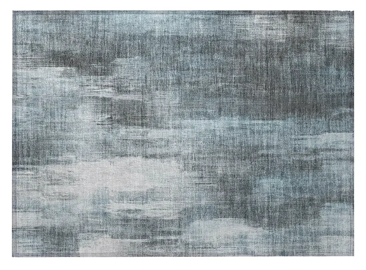 2' X 3' Teal Abstract Washable Non Skid Indoor Outdoor Area Rug
