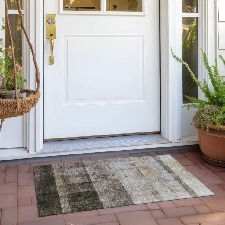 2' X 3' Brown Ombre Washable Non Skid Indoor Outdoor Area Rug