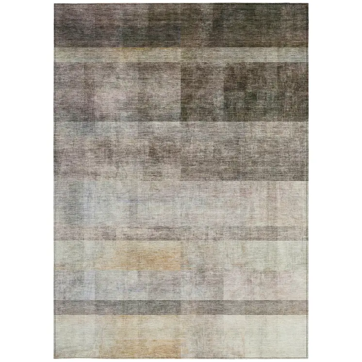 3' X 5' Brown Ombre Washable Non Skid Indoor Outdoor Area Rug