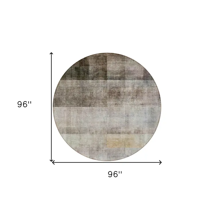 8' Round Brown Round Ombre Washable Non Skid Indoor Outdoor Area Rug