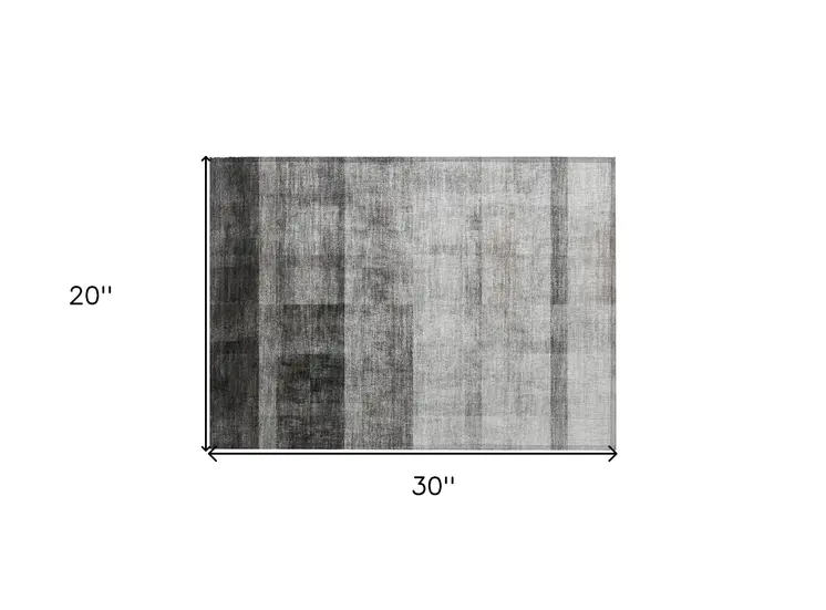 2' X 3' Gray Ombre Washable Non Skid Indoor Outdoor Area Rug