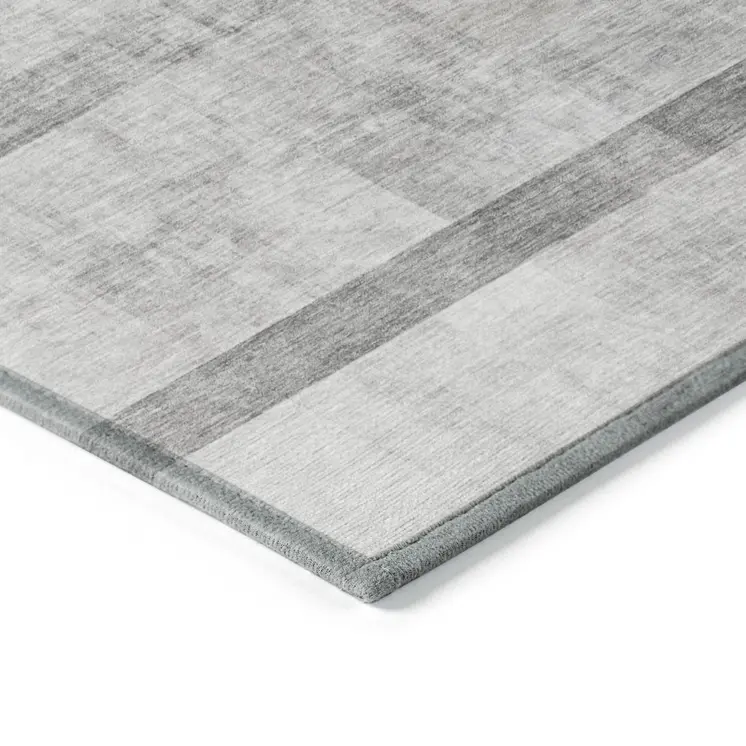 8' X 10' Gray Ombre Washable Non Skid Indoor Outdoor Area Rug