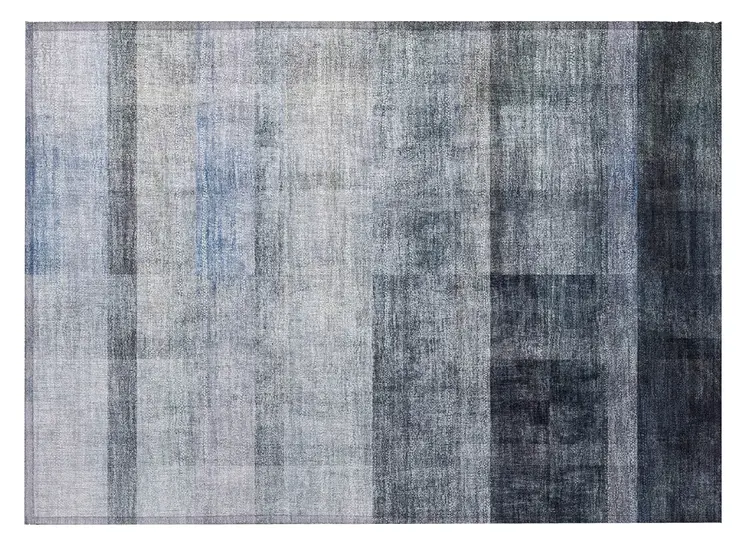 2' X 3' Navy and Gray Ombre Washable Non Skid Indoor Outdoor Area Rug
