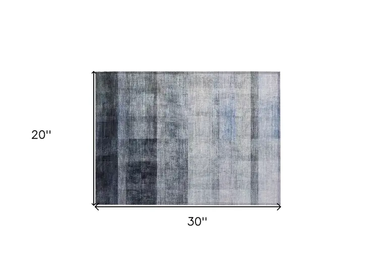 2' X 3' Navy and Gray Ombre Washable Non Skid Indoor Outdoor Area Rug