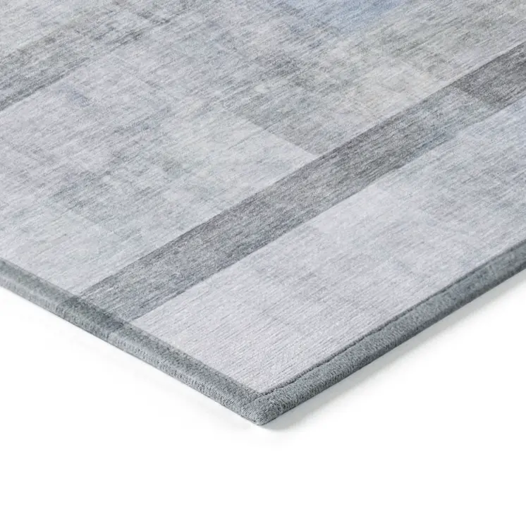 3' X 5' Gray Ombre Washable Indoor Outdoor Area Rug