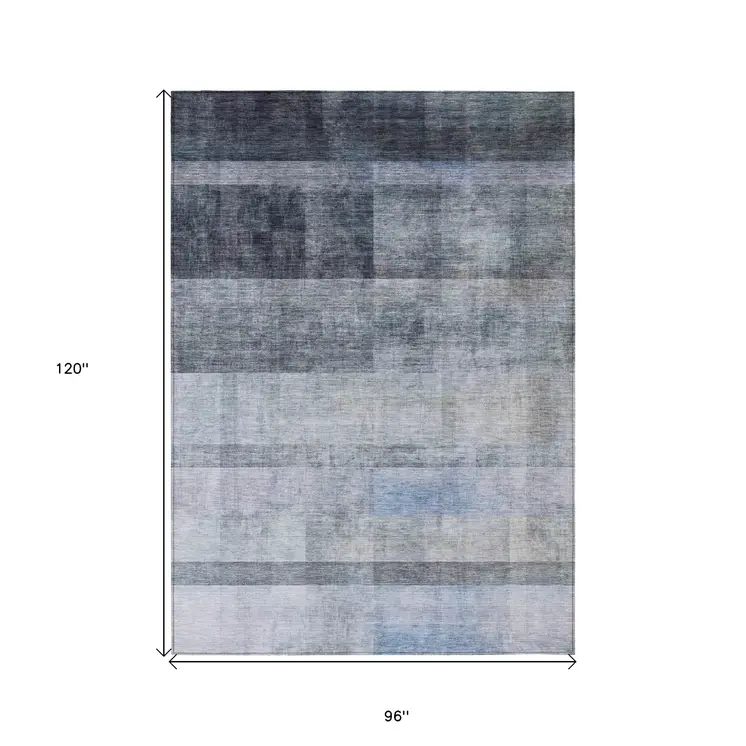 8' X 10' Gray Ombre Washable Indoor Outdoor Area Rug