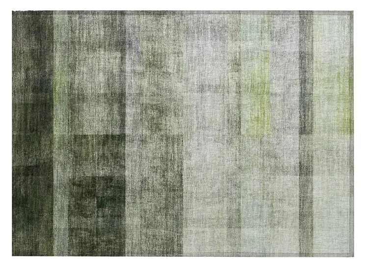 2' X 3' Olive Green Ombre Washable Non Skid Indoor Outdoor Area Rug