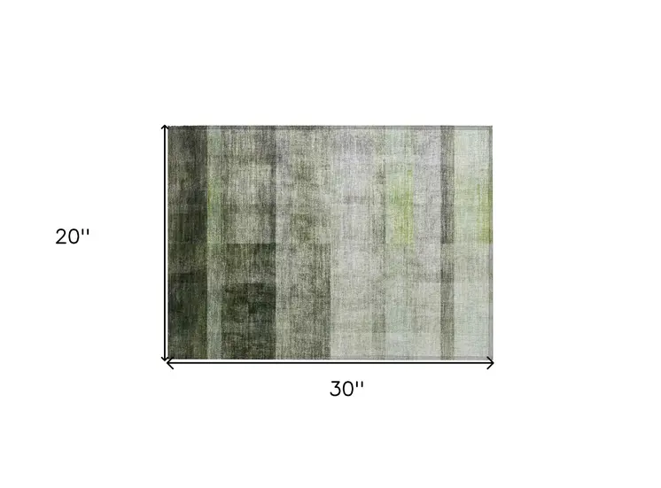 2' X 3' Olive Green Ombre Washable Non Skid Indoor Outdoor Area Rug