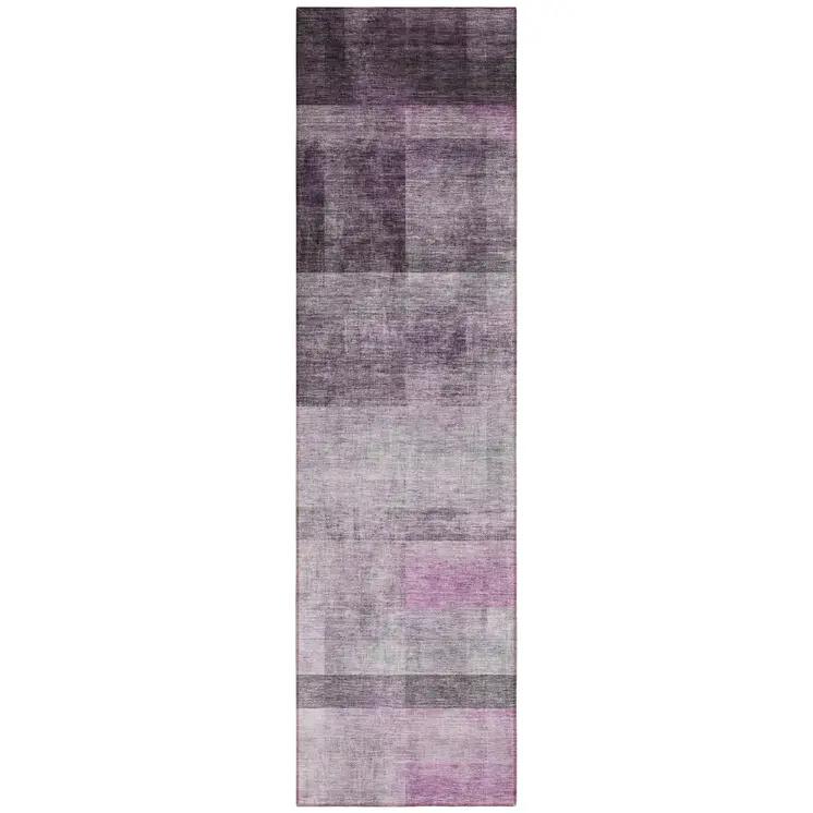 8' Purple Ombre Washable Indoor Outdoor Runner Rug