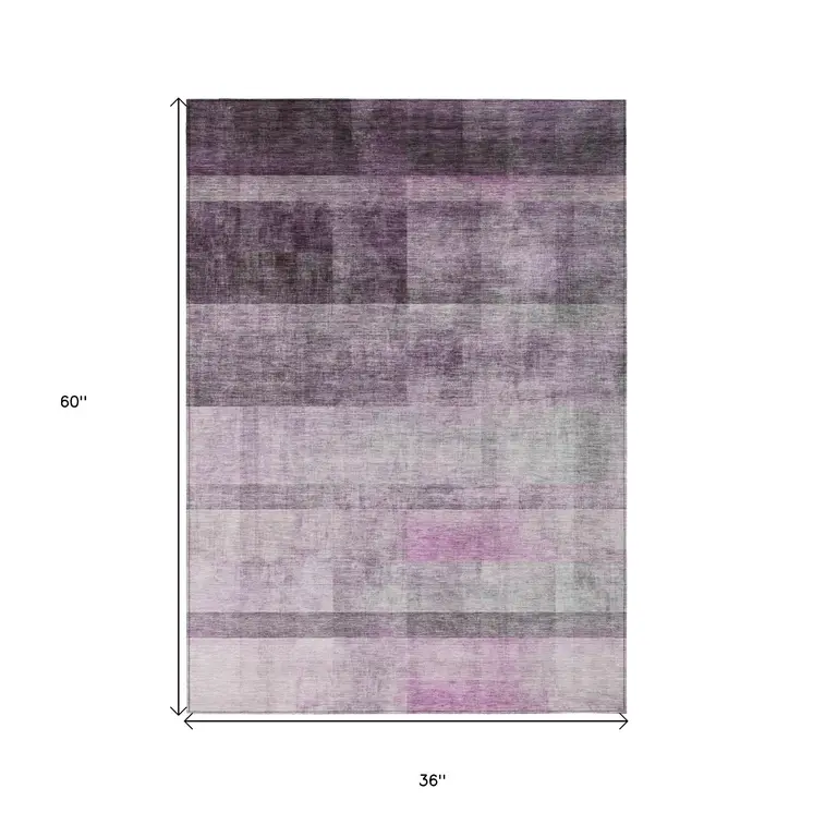 3' X 5' Purple Ombre Washable Non Skid Indoor Outdoor Area Rug