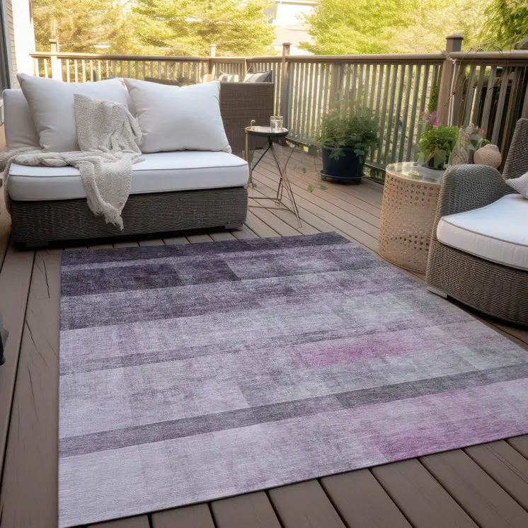 3' X 5' Purple Ombre Washable Non Skid Indoor Outdoor Area Rug
