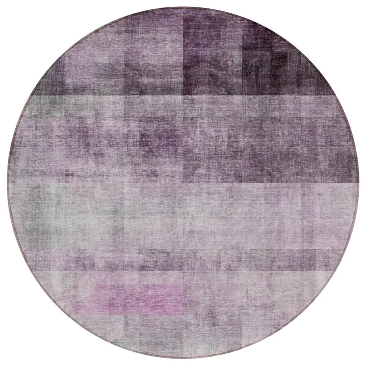 8' Purple Round Ombre Washable Indoor Outdoor Area Rug