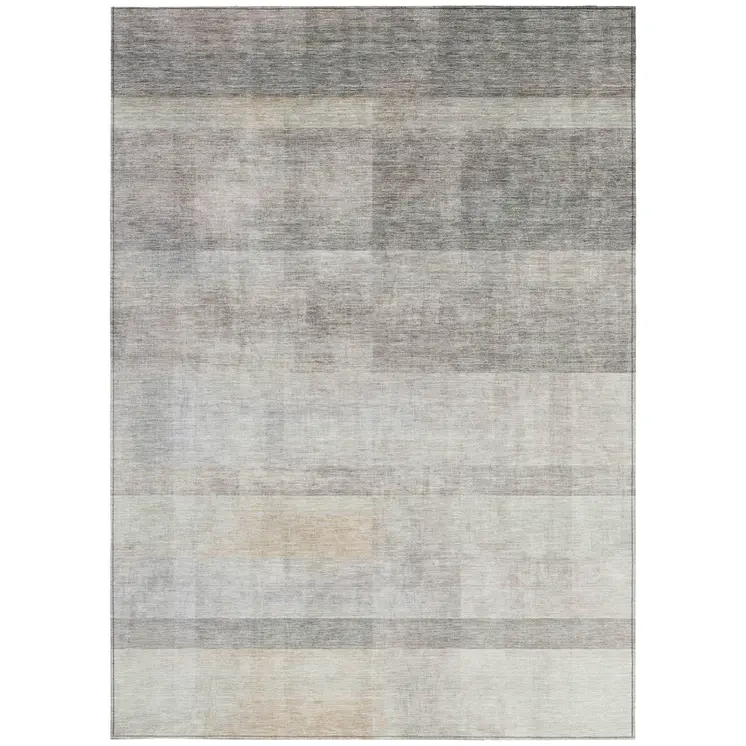 3' X 5' Taupe Ombre Washable Non Skid Indoor Outdoor Area Rug
