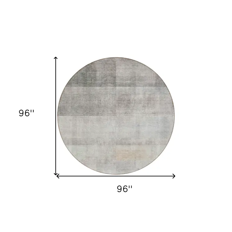 8' Round Taupe Round Ombre Washable Non Skid Indoor Outdoor Area Rug