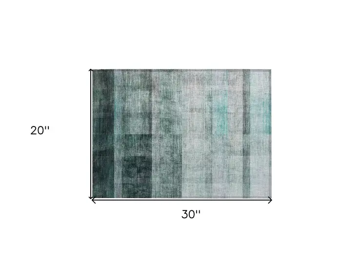 2' X 3' Teal Ombre Washable Non Skid Indoor Outdoor Area Rug