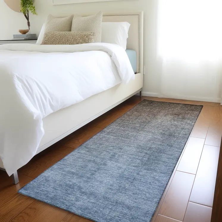 8' Blue And Green Ombre Washable Indoor Outdoor Runner Rug
