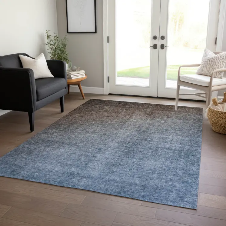 3' X 5' Blue and Green Ombre Washable Non Skid Indoor Outdoor Area Rug