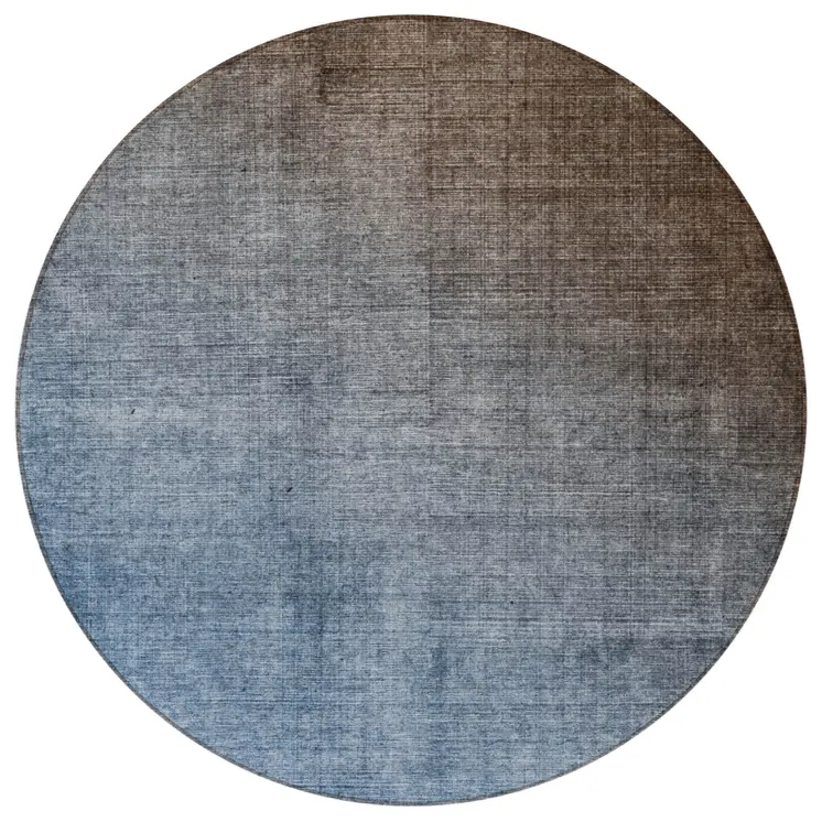 8' Round Blue and Green Round Ombre Washable Non Skid Indoor Outdoor Area Rug
