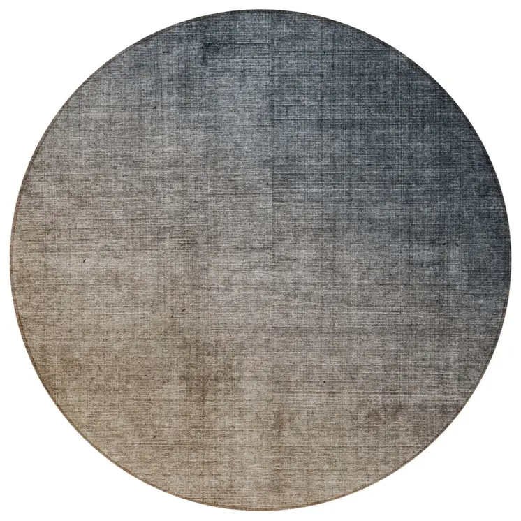 8' Taupe And Gray Round Ombre Washable Indoor Outdoor Area Rug