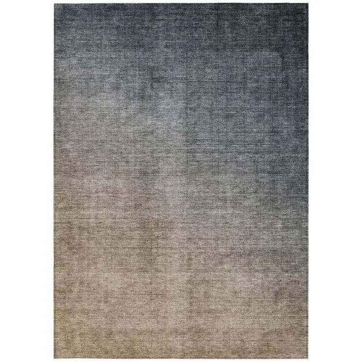 9' X 12' Taupe And Gray Ombre Washable Indoor Outdoor Area Rug