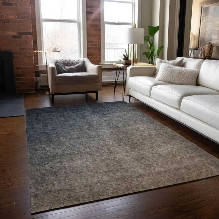 10' X 14' Taupe and Gray Ombre Washable Non Skid Indoor Outdoor Area Rug