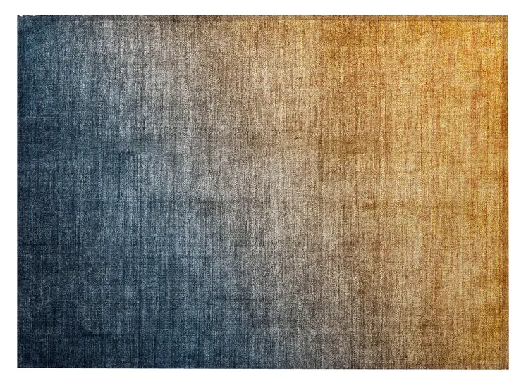 2' X 3' Denim and Gold Ombre Washable Non Skid Indoor Outdoor Area Rug