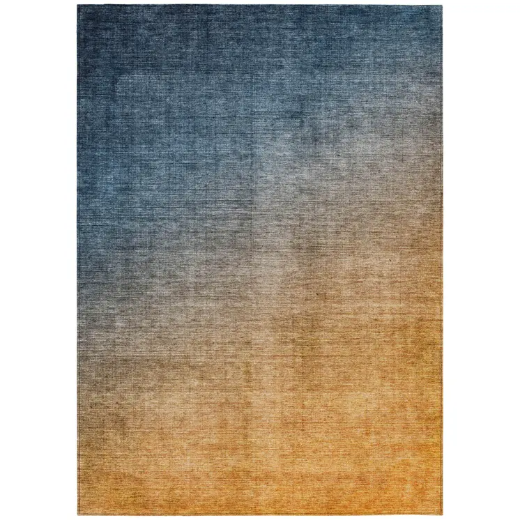 8' X 10' Gold Ombre Washable Indoor Outdoor Area Rug