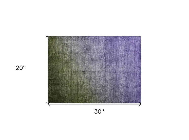 2' X 3' Olive Green and Purple Ombre Washable Non Skid Indoor Outdoor Area Rug