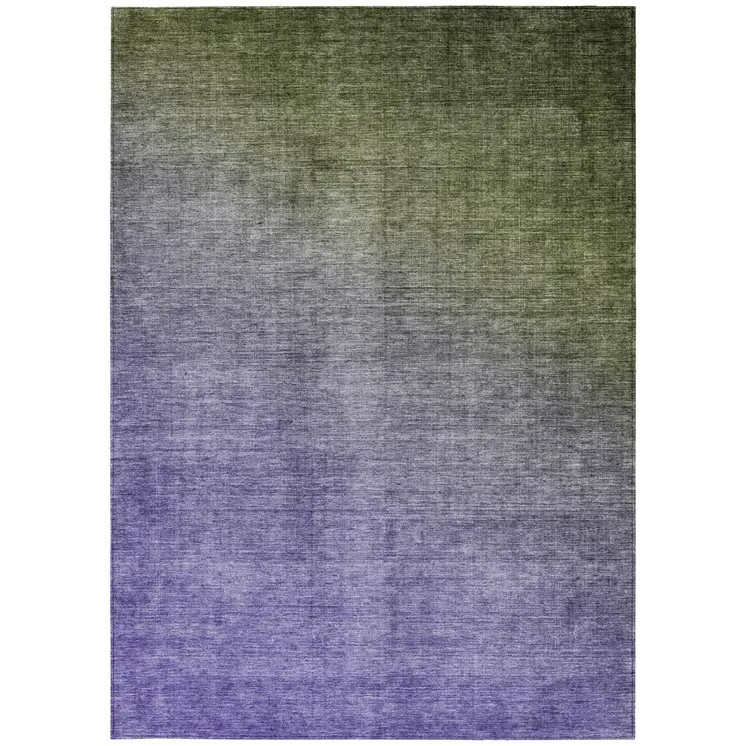 3' X 5' Olive Green And Purple Ombre Washable Indoor Outdoor Area Rug