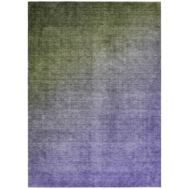 3' X 5' Olive Green And Purple Ombre Washable Indoor Outdoor Area Rug