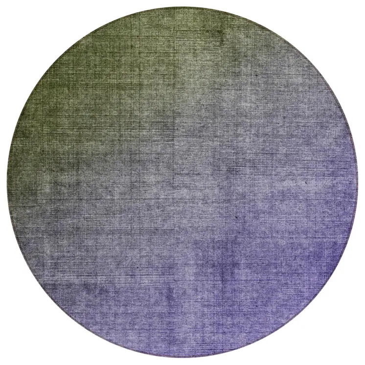 8' Olive Green And Purple Round Ombre Washable Indoor Outdoor Area Rug
