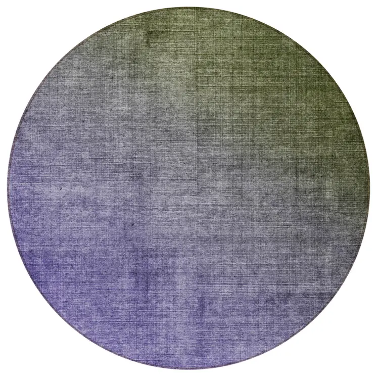 8' Olive Green And Purple Round Ombre Washable Indoor Outdoor Area Rug