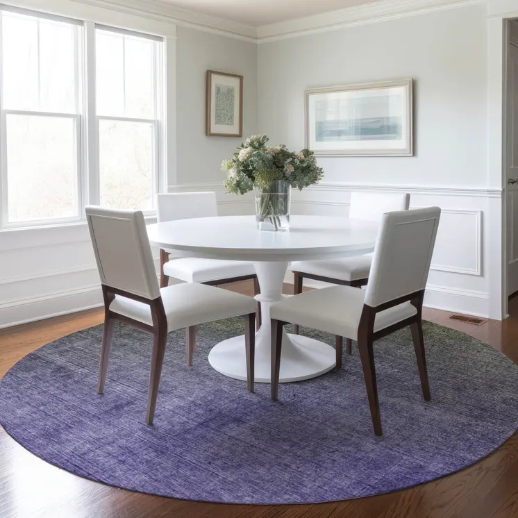 8' Olive Green And Purple Round Ombre Washable Indoor Outdoor Area Rug